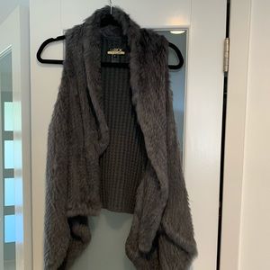 LaRok Luxe Grey Faux Fur Vest